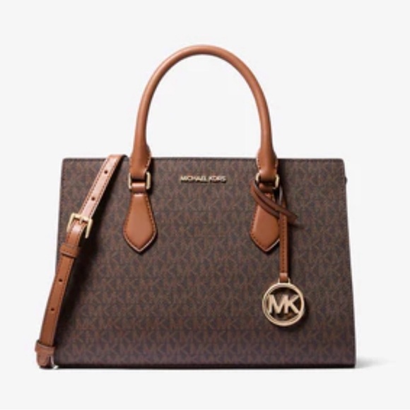 Michael Kors Dark Brown Satchel with Tan Accents - Picture 3 of 14